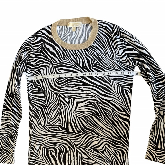 Michael Michael Kors Metallic Zebra Print Sweater – Brown & White – Size P/S - Picture 7 of 8